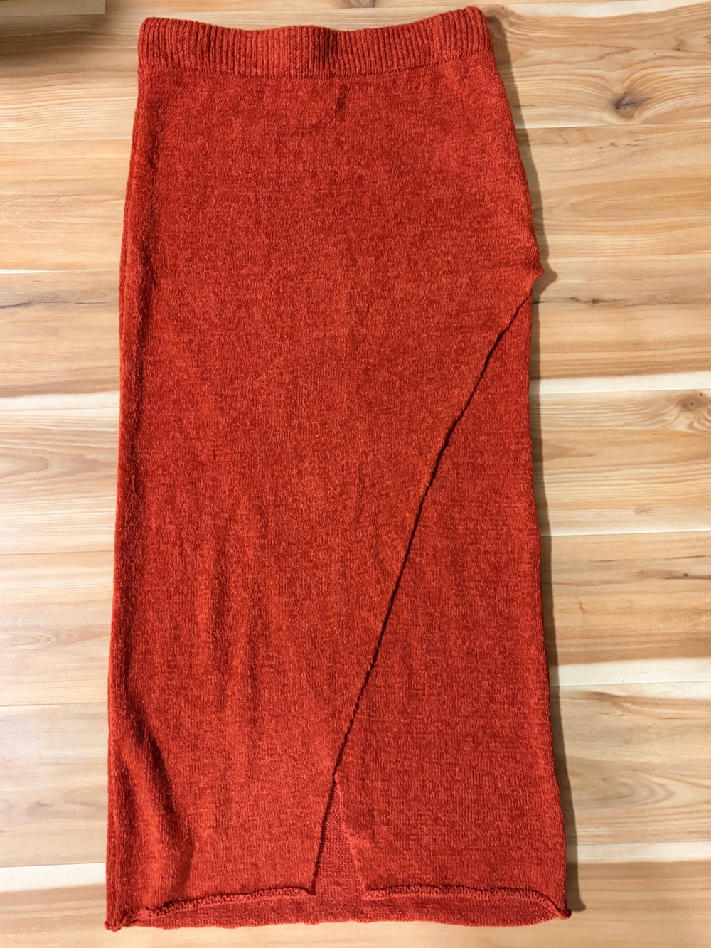 Forever 21 Rust Orange Knit Midi Wrap Skirt